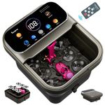 Collapsible Foot Spa Electric Rotary Massage, with Color Touchscreen, Foot Bath with Heat, Bubble,Remote Control, Temp Control, and 24 Motorized Shiatsu Massage Balls(Dark Grey)