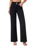 roswear Women's Wide Leg Jeans Y2k Baggy Loose Trouser Jeans High Waisted Stretch Denim Pants, Black Grey, M