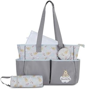 Cudlie Tote Diaper Bag and Changing Pad, Winnie The Pooh Print, Winnie the Pooh Print, Large, Tote Diaper Bag and Changing Pad