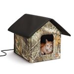 K&H Pet Products Heated Outdoor Cat House for Outside Pets in Winter, Weatherproof Outdoor House for Ferals, Insulated Kitty Shelter, 2 Doors, Waterproof Heated Cat Bed, Safety Listed - Camo 20W