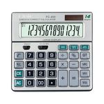 Flair FC-450 Desktop Series Basic Calculator | 14 Digits Calculator | Special Keys with Key Guard | Best Key Layout | Dual Power with Solar | Auto Replay | 99 Steps Check & Correct | Grey, Pack of 1