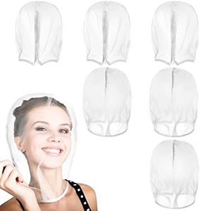 6 Pcs Makeup Protector Hood Washable Light Airy Nylon Chiffon Makeup Hood Zipper Closure Reusable Make up Face Cover for Women Girls Beauty Weddings (White)