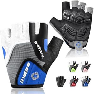 INBIKE 5mm Gel Pad Half Finger Bike Bicycle Cycling Gloves Blue Large