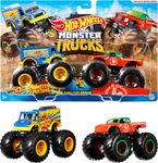 Hot Wheels Monster Trucks Toy Trucks 2-Pack, Demolition Doubles Set of 2 Vehicles in 1:64 Scale, For Kids & Collectors (Styles May Vary)