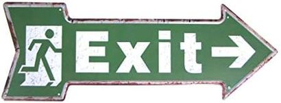 TG,LLC Treasure Gurus Vintage Metal Emergency Fire Exit Arrow Embossed Sign Indoor Outdoor Wall Decor