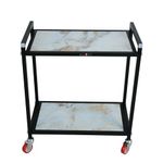 NEO STAR Metal and Wooden Battery Inverter Trolley/Stand with 2.5 Inch Heavy Wheels (Black and White)