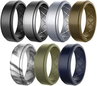 Zollen Breathable Mens Silicone Wedding Rings, Rubber Wedding Engagement Ring Bands for Men for Sports Workout