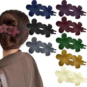 8 PACK Flower Alligator Hair Clips Matte Curved Hair Claw No Slip Hair Clips Volume Strong Hold Clip Hair Claw Hair Accessories for Women Girls