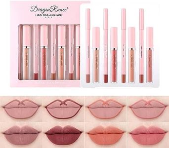RoseFlower 8 Pcs Lip Gloss Lip liner Set Matte Long Lasting Non-Fading, Liquid Lipstick With Lip Liner Set, Nude Lipstick,Non-Stick Cup, Long Lasting Lipgloss Lip Liner Gift set #Set B