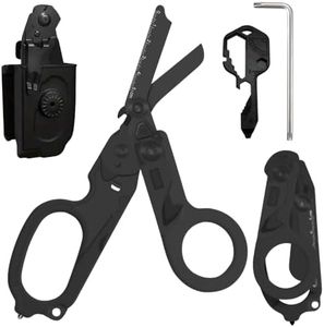 6-in-1 Foldable Trauma Shears with Holster, Black