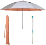 Handy Beach Umbrella & Anchor System, Large 7ft Silver Coated UPF50+ Canopy, 10 Second Installation, Wind Resistant, Durable, Lightweight, Comfortable Dual Pocket Bag Included (Silver & Peach)