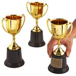 Large Halloween Costume Contest Trophies, 3-Pack - 8.6" x 4.5" Customizable Grand Champion Party Awards & 12 Stickers - Fun for Home, Work, School & Bar Costume Parties Supplies, Games & Decorations