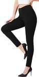 AFITNE Work Black Trousers for Women UK 30'' - High Waist Ladies Stretchy Casual Business Smart Tailored Trousers Womens Office Suit Pants with Pockets Black L