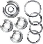 Electric Stove Burner Drip Pan 1 Large 8 Inch WB32X10013 &3 Small 6 Inch WB32X10012 Chrome Drip Pans with 4 Pcs Trim Rings by Blutoget- Fit for GE Hotpoint Stove Drip Pans - 4 Drip Pans &4 Rings