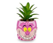 Disney Alice In Wonderland Cheshire Cat 3-Inch Ceramic Mini Planter w/ Artificial Succulent | Small Flower Pot, Faux Indoor Plants For Desk Shelf, Home Decor Trinket Tray | Cute Gifts and Collectibles