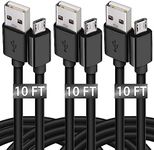 Micro USB Cable, 10 FT [3 Pack ] Extra Long Durable Charging Cord, Quick Charger Cable for Android/Samsung Galaxy S7/S6 Edge, Moto,PS4, Xbox, Windows/MP3/Camera/Echo Dot and Other Device(Black)