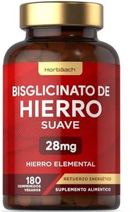 Hierro Suplemento 28mg | 180 pastillas veganas | Iron Bisglycinate | de Alta Absorción | Sistema Inmune, Hemoglobina y Soporte energético | Horbaach