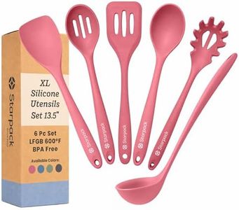 Starpack Like a Boss XL Silicone Cooking Utensils Set (6-Piece, 13.5") - LFGB Certified, 600°F Heat Resistant, BPA-Free - Heavy-Duty Steel Core, Dishwasher Safe - for Nonstick Cookware, Earthy Pink