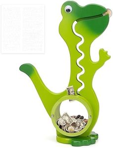 AORCMITN Wooden Dinosaur Piggy Bank Boalord for Boys Kids Girls Clear Big Belly Animal Coin Bank for Toddler Real Money Toy（Dino-Green）