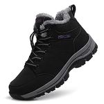 ZHNSHM Mens Winter Snow Boots Fur Lined Warm Slip On Waterproof Ankle Boots Outdoor Booties Comfortable Shoes Black