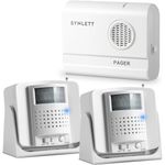 SYNLETT Bed Alarm Caregiver Pager with 2 Wireless Motion Sensors Alarm Indoor Fall Prevention for Elderly Monitoring Seniors Dementia Patients Seniors Home Door Chime
