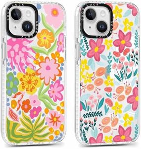 Foonary 2 pezzi Trasparente Cover per iPhone 14 / iPhone 13 6,1", Custodia Aesthetic Fiori Motive Design per Donne, Morbida Silicone Protezione Phone Case per iPhone 14/13 Cover, Fiore
