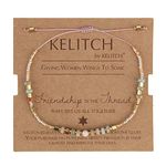 KELITCH Seed Beaded Friendship Bracelets Thin Rope Bracelets Women Fashion Handmade Jewelry (Champagne F)