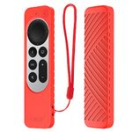 Dealfreez Protective Silicone Case Compatible with New Siri Apple TV 4k 2nd Generation Remote Skin-Friendly Shock Proof Anti-Slip Washable Protective Cover Sleeve (Red)