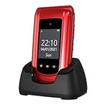 uleway Big Button Mobile Phone for Elderly, Pay As You Go Flip Cell Phone, Unlocked Senior Mobile Phone with SOS Emergency Button, Charging Dock, 1000mAh Battery (Red)