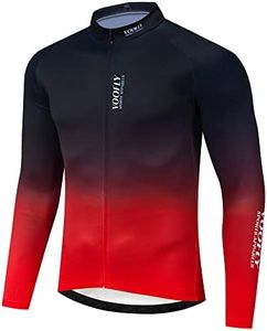 voofly Biking Shirt Men Long Sleeve Cycling Jersey Gifts for Bikers Cyclists Blue Red Small