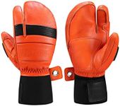 KUTOOK Ski Mittens Three Fingers Thermal 3M Thinsulate Waterproof Snowboard Gloves Winter for Cold Weather Snowmobile Orange Large