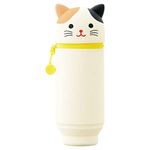 LIHITLAB Kawaii Japanese Cat Large Stand Up Pencil Case for School Office College, Cute School Supplies, Animal Pen Holder Pencil Pouch Holder Girls, Artist Pencil Case, Calico Cat (A7714-7)
