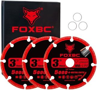 FOXBC 3 Inch Diamond Cut Off Wheel with 5000+ Metal Cutting on Rebar, Stainless Steel, Angle Iron, 3/8" Arbor - 3 Pack