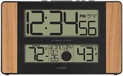 La Crosse Technology Atomic Digital Clock with Outdoor Temperature, Wood Oak, 0