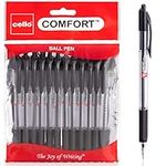 Cello Ballpoint Pen Black Pens Comfort Grip Ball Pens Medium Point Biros,Retractable Ballpoint Pens (1.0MM) Black Pen, Pack of 12 | ideal for office, Home, and School Stationary supplies