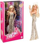 Barbie The Movie Doll, Margot Robbie as Barbie, Collectible Doll Wearing Gold Disco Jumpsuit with Glossy Curls and Golden Heels