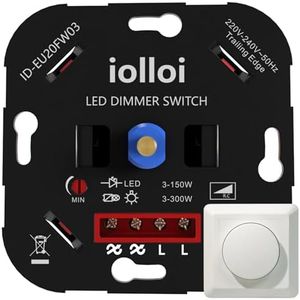 iolloi Interruptor Regulador de Luz LED, Atenuador de luz giratorio empotrable 220v regulador para regulable 150W LED/halógena/incandescente con garantía de 3 años