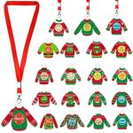 Woanger 20 Pcs Ugly Christmas Sweater Prize Acrylic Ugly Sweater Contest Prizes 20 Pcs Neck Ribbon for Xmas Party Supplies Hanging Christmas Ornament, 20 Styles, 3.15 Inches