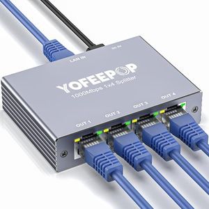 YOFEEPOP Ethernet Splitter 1 to 4, Gigabit Network Switch High-Speed