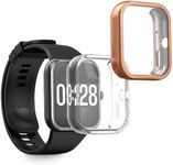 kwmobile Case Compatible with Xiaomi Redmi Watch 4 Case - 2X TPU Silicone Fitness Tracker Cover - Transparent/Rose Gold