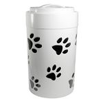 Pawvac 5+ Pound Vacuum Sealed Pet Food Storage Container; White Cap & Body/Black Paws