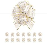 Gift Bows Large 6 inches 15 Pcs Gift Pull Bows for Presents, Gift Wrap Ribbon Pull Bows for Gift Wrapping, Wedding Baskets, Presents (White1)