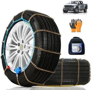 AutoChoice AutoFixing Snow Chains Tire Chains For Cars Suv Pickup Trucks, 3.7mm Twisted Alloy Steel, Fast 1-Min Install, Contains Titanium for Wear Resistance, Set of 2(HLN170)