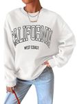 SXV 'California WEST Coast’ Printed Cool Aesthetic Drop Shoulder Oversized Sweatshirt (S, White)