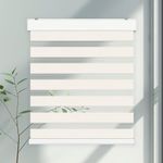 FOIRESOFT Noiseless+ Custom Cordless Light Filtering Zebra Blinds [Morning, Ivory, W 20-90 x H 41-48 inch] Windows Sheer Shades for Day and Night Light Control, Gentle Moving Dual Layer