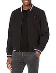 Tommy Hilfiger Men's Lightweight Varsity Rib Knit Bomber Shell Jacket, Black Soft Shell, M UK