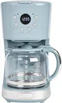 Haden Brighton Coffee Machine, 12 Cup Programmable Drip Coffee Maker with Auto Shut-Off Function and Reusable Washable Water Filter, Sky Blue & Chrome