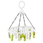 culiclean Sock Dryer - Drying Rack with 16 pcs Clothes Pegs for Washing Line Strong Soft Grip, white with Pegs green white white green - for Laundry Socks Underwear Bras Baby Clothes Gloves