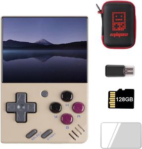 Miyoo Mini V4 Retro Handheld Game Console, 2.8 inch Classic System Retro Video Games Consoles Portable Rechargeable Hand Held 128GB with Case Gray
