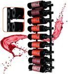 Premium Wrought Iron Frame Wine Rack: Elegant Storage Solution for Wine & Spirits, Holds 18 Bottles, Durable Iron with Rubber Tips, Comes with 8 Screws & Anchors, Easy Assembly, Stylish Design (Black)